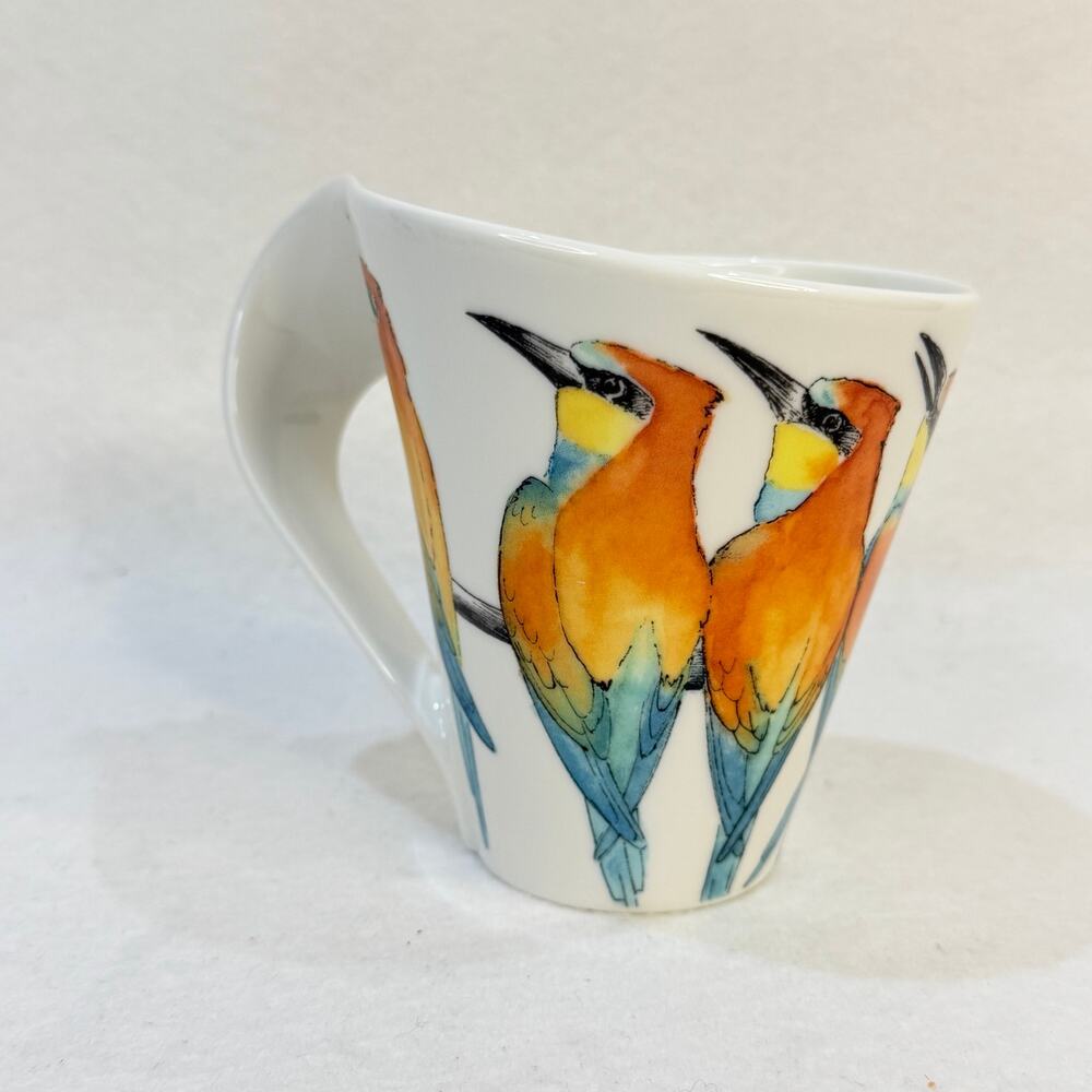Villeroy & Boch Colorful Bee-Eater Birds NewWave Twisted Handle Coffee Mug 10 oz - Picture 3 of 7